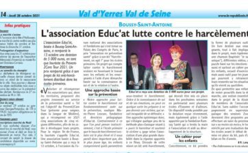 On parle d'Educ'At dans la presse : le Républicain de l'Essonne du jeudi 28 octobre 2021